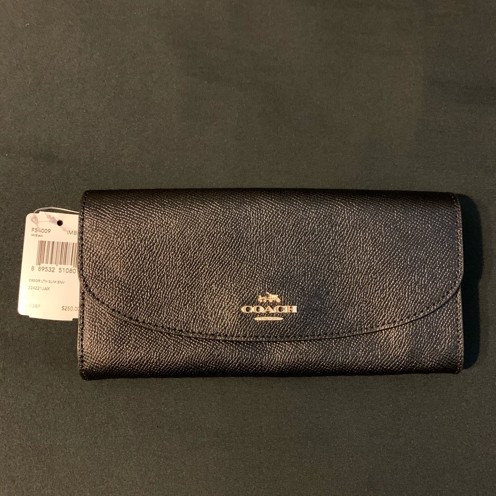 NWT Coach Wallet Black w/Gold Hardware